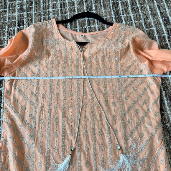 Orange Embroidered Kurta - Picture 4 of 7